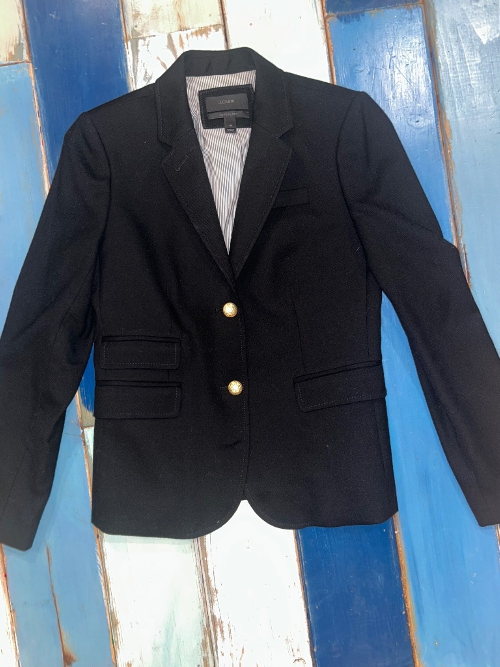 J.Crew Schoolboy Blazer Women's Size 4 Black Gold Buttons Tailored
